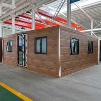 Maison conteneur moderne de luxe à 2 chambres, toit plat, extensible, préfabriquée, modulaire, mobile, pour usage résidentiel extérieur/parc