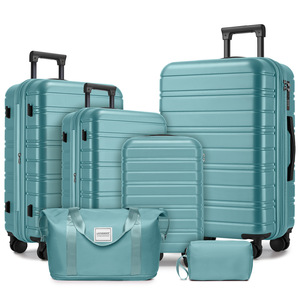 Juego <span class=keywords><strong>de</strong></span> Maletas Rígidas <span class=keywords><strong>de</strong></span> 6 Piezas con Bolsa <span class=keywords><strong>de</strong></span> Lona, Maletas con Ruedas, Ligeras, Forro <span class=keywords><strong>de</strong></span> Poliéster, Cierre TSA - Product Image 3