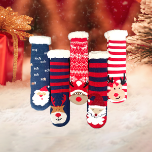 <strong>Winter</strong> Keep Warm Indoor Claus <strong>Snowman</strong> Anti Slip Thermal Warm Thick Christmas Coral Fleece Style Socks - Product Image 1