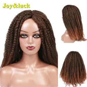 Long Afro Kinky Curly Soft Crochet Braids Synthetic Wigs Middle Part Ombre Color Hair Wigs Cosplay Or Daily Use Hair Style