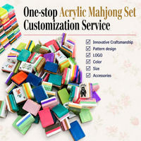Tuiles de Mahjong américaines de luxe en écaille de tortue, 160 pièces, en acrylique personnalisé couleur crème, avec table de Mahjong portable pour le divertissement
