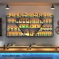 Meuble mural porte-vin pour bar, style moderne, panneau en fer forgé, mobilier de maison, capacité 10-19 bouteilles avec support à verres, pour restaurant