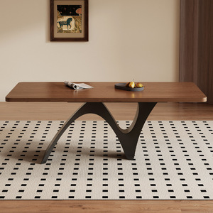 Ensemble de table à manger rectangulaire en bois massif de style rétro moderne, table de travail de luxe légère de style designer, table longue, mobilier de salle à manger pour la maison - Product Image 2