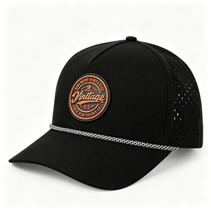 Wholesale <b>Waterproof</b> Golf <b>Cap</b> with 3D Embroidery Logo Rope Detail Laser Cut Holes Adjustable Snapback Hat for Casual Sportswear - Product Image 2
