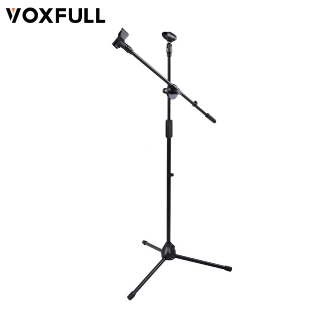 Voxfull VX002 Double Boom Microphone Floor Stand Adjustable Tripod Mic Stand for Stage Studio Recording