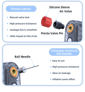 Pompe à vélo électrique portable NEWO T08 avec arrêt automatique, gonfleur haute vitesse 14L/min pour pneus de vélo et accessoires - Product Image 3