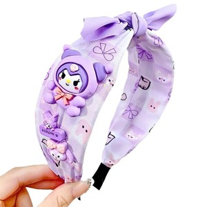 عرض خاص للبيع بالجملة طوق شعر أنيق جميل من قماش الكرتون للفتيات ربطة شعر لطيفة جميلة مع أربطة شعر لفتاة مقوسة - Product Image 5