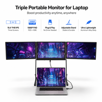 Monitor Triple de 15.6 Pulgadas, 1080P FHD IPS, Aleación de Aluminio, Monitor Portátil para Uso Empresarial, Plug and Play para Windows/Mac