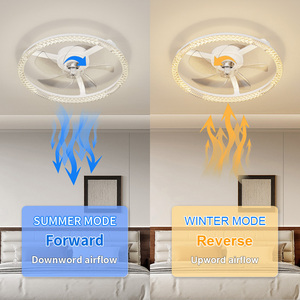 Ventilateur de plafond moderne de luxe à 6 vitesses, LED, plastique, cristal, 5 pales, intelligent, silencieux, gradation progressive, télécommande, moteur CC, pour la maison et le bureau - Product Image 2