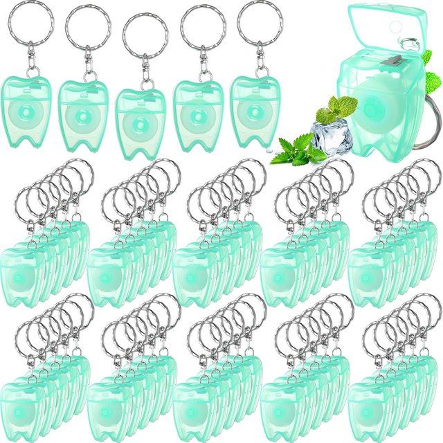 Keychain Easy to Carry PE Dental Floss 20m Waxed Mint Flavor Safe Metal Slice Adult Teeth Cleaning