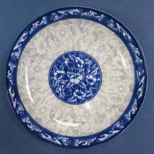 Plato de sopa de cerámica azul y blanco con estampado de 8 pulgadas, juego de platos de cena creativos para desayuno, pastel, aperitivos, Decoración de mesa, regalo - Product Image 1
