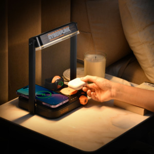 <span class=keywords><strong>Wilit</strong></span> Smart Home <span class=keywords><strong>Lampe</strong></span> de chevet contemporaine ABS LED noire avec chargeur sans fil - Product Image 3