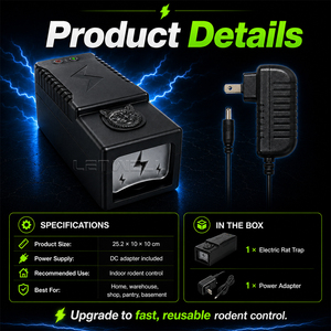 Piège à souris électrique, zapper à haute tension pour intérieur, cuisine, bureau, <span class=keywords><strong>garage</strong></span>, réutilisable, piège à souris humain, tueur de souris - Product Image 5