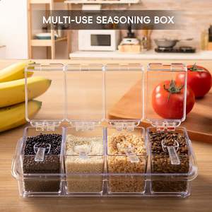 Juego de Recipientes Apilables Cuadrados de Acrílico Transparente para Almacenamiento de Alimentos y Especias, con Tapa, para Mantener la Frescura en la Cocina - Product Image 3