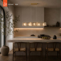 Lustre linéaire de luxe en acier inoxydable de haute qualité, verre artisanal pour salle à manger