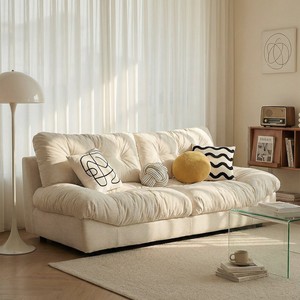 Cloud Fabric <b>Sofa</b> Straight Row Leisure Couch For <b>Small</b> Apartment Living Room <b>Bedroom</b> - Product Image 1