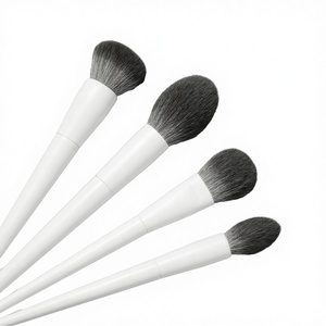 12pcs White Wood Handle Makeup Brush Set Corn Silk Synthetic Hair for Foundation Powder Face - Product Image 3