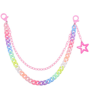 Chaîne de taille en acrylique couleur bonbon, double couche, pendentif étoile, chaîne de corps tendance hip-hop, usage quotidien - Product Image 5