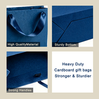 Sac cadeau d'entreprise personnalisé avec logo, emballage haut de gamme en papier bleu, sac de luxe pour bijoux