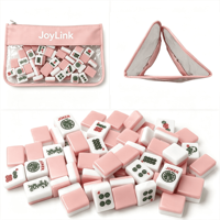 Sac de rangement pour tuiles de Mahjong en PVC rose clair, pochette zippée portable et légère pour le jeu de Mahjong américain – Offre Spéciale
