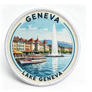 Geneva Lake Geneva Embroidered Iron-On Patch Circle Woven Fabric Gift Decorative Applique - Product Image 2