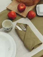 Serviettes de table en lin bio vertes pour mariage, occasions spéciales, cadeau pour hôtesse, réutilisables, vente en gros, OEM
