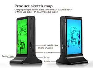 FYD-835B Table Menu Power Bank With LED Backlights In 20800mah For Advertising 18650 Lithium Battery 5v/max 8A Cocopower 12V/2A