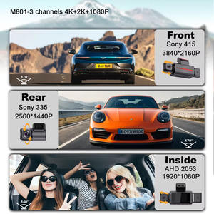 Mini voiture Dvr boîte noire 4k <span class=keywords><strong>3</strong></span> canaux caméra de bord avant et arrière à l'intérieur Wifi Gps caméra de tableau de bord <span class=keywords><strong>3</strong></span> canaux 4k enregistreur vidéo - Product Image 2