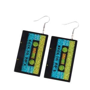 Retro 80s Outfit Party Accessories Jewelry Cassette <strong>Tape</strong> Dangle <strong>Earrings</strong> for Women Colorful Lightning Acrylic Drop Neon <strong>Earring</strong> - Product Image 5