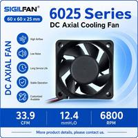Ventilateur de refroidissement personnalisable SIGILFAN 60x60x25mm 6025 OEM, 12V 24V 48V, double roulement à billes, ventilateur axial haute vitesse sans balais, industriel