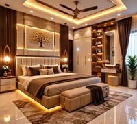 Meubles de chambre personnalisables, ensemble de canapés pour salon, ensemble de chambre de luxe, lit Queen/King Size pour une conception complète de villa