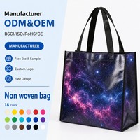 Sac fourre-tout personnalisé en non-tissé holographique recyclé avec logo, en RPET métallisé laminé, imperméable, réutilisable et éco-responsable