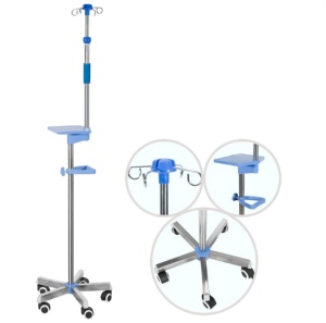 Base en métal robuste réglable en hauteur de support de poteau IV portatif d'acier inoxydable pour les soins orthopédiques d'instruments chirurgicaux - Product Image 1