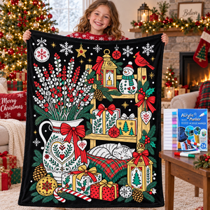 Couverture à colorier de Noël DIY, réutilisable, lavable, en flanelle douce, couverture graffiti, cadeau familial pour enfants - Product Image 2