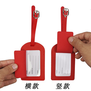 Étiquette à bagages en cuir PU de luxe, porte-cartes de visite, porte-passeport, personnalisable, léger, 13x9cm, horizontal/vertical, rabattable - Product Image 5