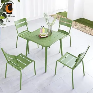 Hoge Kwaliteit Aluminium Tuinmeubilair Set Tropische Arabisch Restaurant Food Tafels En Stoelen Set Meubels Voor Cafetaria