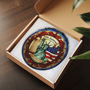 Attrape-soleil en vitrail Décoration de fenêtre Déclaration du 250e anniversaire - Product Image 3