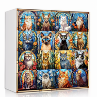 Puzzle en papier de 1000 pièces pour adultes, motif chat en vitrail, jeu éducatif DIY, coffret cadeau familial de haute qualité