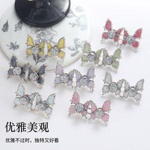 Botón para ajustar la cintura en forma de mariposa con cierre de diamantes de imitación, desmontable, sin clavos, sin necesidad de coser, botón para ajustar la cintura que - Product Image 1