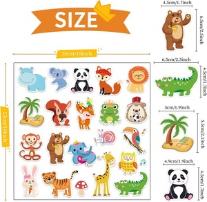 Hojas de pegatinas al por mayor de animales de zoológico (panda, león) de PET impermeables <span class=keywords><strong>para</strong></span> <span class=keywords><strong>ventanas</strong></span>, vidrio y tazas, pegatinas fuertes de reutilización repetida - Product Image 2