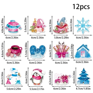 Décorations de Noël en papier motif dessin animé neige et glace, petits drapeaux pour gâteaux, fournitures de fête pour la décoration de table pour les célébrations festives. - Product Image 6