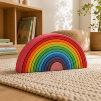 Blocs d'empilage arc-en-ciel à 12 couches pour environnement préparé, jouet éducatif durable pour le développement de la motricité globale et le jeu imaginatif