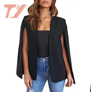 Womens Cape Blazer Split Open Front Cloak Jacket Workwear Blazers Ladies Womens Coat