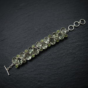 Vintage Classic Women's Tibetan Silver <b>Bracelet</b> Water Drop <b>Crystal</b> Rhinestone Claw Setting Geometric Chain Link Design Gift - Product Image 3