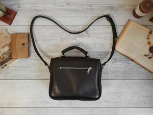 Sac à bandoulière en cuir noir personnalisé pour femmes, sac messager fait main, sac à main, cadeau pour elle - Product Image 6