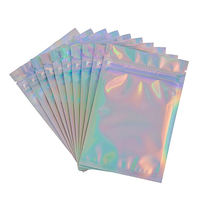 Sacs refermables holographiques laser en gros, sacs en plastique anti-humidité auto-scellants en aluminium pour emballage de bijoux et bonbons