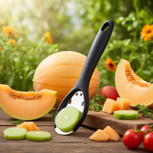 Tagliaverdure in Acciaio Inox con Manico Nero, Cucchiaio per Melone, Utensili per Frutta e Verdura - Product Image 3