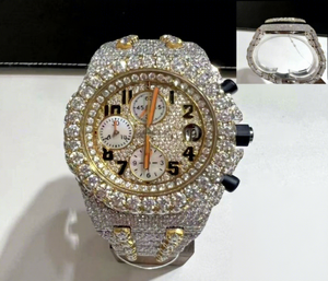 Montre en acier inoxydable de luxe Hip Hop avec cadran en verre, diamants Moissanite VS1, résistante à l'eau 10 bars, pour homme - Product Image 1