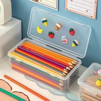 Trousse à crayons transparente grande capacité de la marque ML pour crayons de couleur/crayons gras/feutres de dessin, idéale pour l'école/le bureau