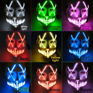 Masque fantôme LED lumineux personnalisé avec bouche cousue et yeux croisés pour Halloween, TikTok, Carnaval, Festival, Fête – Masques amusants - Product Image 2